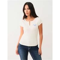 True Religion Womens Raglan Henley T-shirt Regular Fit - 10 Regular