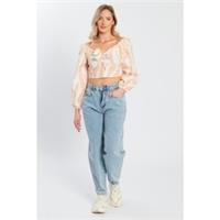 Influence Womens Tie Front Top Long Sleeve Crop - 8 Regular