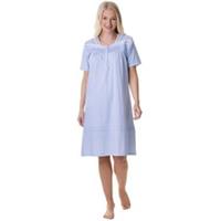 Camille Womens 1 Percent Cotton Short Sleeve White Polka Dot Nightdress Buttons - 10-12 Regular