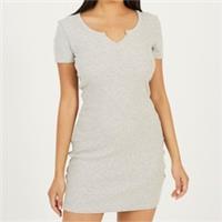Brave Soul Womens Dress With Notch Neck Short Sleeve Mini Cotton - 12 Regular