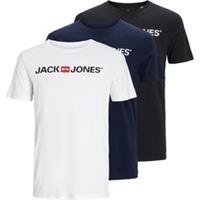 Jack & Jones Mens Corp Logo 3 Pack T-shirt Short Sleeve Regular Fit Cotton - 2XL Regular