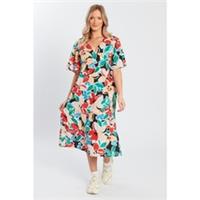 Influence Womens V Neck Midi Dress Maxi - 12 Regular