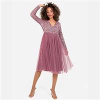 Maya Deluxe Womens De Wrap Midi D Dress - 6 Regular