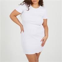 Brave Soul Womens Plus Size Lettuce Hem Mini T-shirt Dress Short Sleeve Cotton - 18 Plus