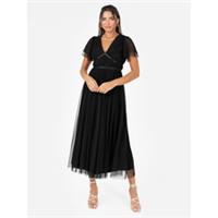 Anaya With Love Womens Recycled Black Ribbon Detail Midi Dress - 10 Regular