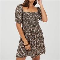 Brave Soul Womens Puff Sleeve Mini Dress - 8 Regular