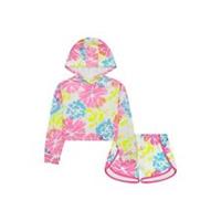 Reebok Kids Girls Floral TD Set Junior Fleece Tracksuit Regular Fit - 5-6 Yrs Regular