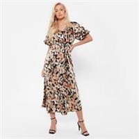 I Saw It First Womens Printed V Neck Midi Smock Dress A Line V-Neck - 6 Regular