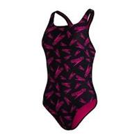 Speedo BM Logo Swimsuit Ladies Stretch Stamp Elasticated Sport Activity - 8 (XS) Regular