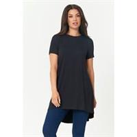 Be You Womens Dip Back Black T-Shirt Regular Fit - 12-14 (M) Regular