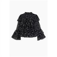 Be You Girls Ruffle Frill Star Blouse Black silver Blouses - Long Sleeve - 6-7 Yrs Regular