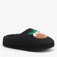 Be You Mens Christmas Pudding Slippers Mules