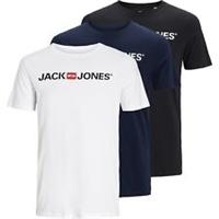 Jack & Jones Mens Corp Logo 3 Pack T-Shirt Regular Fit - S Regular