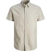 Jack & Jones Mens Linen Blend Short Sleeve Shirt Plain - Collared - XL Regular