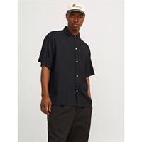 Jack & Jones Mens Faro Linen Oversized Short Sleeve Shirt Plain - Collared - M Regular