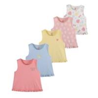 Be You Kids Younger Girl 5 Pack Vest Top Sleeveless Shirt - 5-6 Yrs Regular