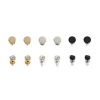 Fabric Unisex 3 Pair Metal Stud Earrings Multi