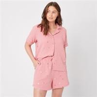 Be You Womens Foil Flower Woven Pyjama Set Short Sleeve Sets - 26 Regular