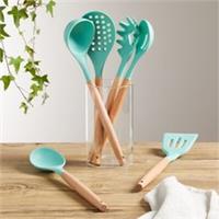 Homelife Unisex Set of 6 Silicone and Wood Utensils Utensil Sets