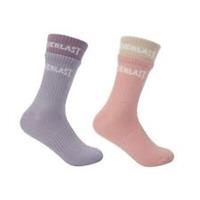 Everlast Kids Rib Crew 2 Pack Womens Socks - Ladies 4-8 Regular