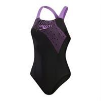 Speedo Womens Med Logo Mdlt One Piece Pool Beach Swimsuit Swimwear - 28 Regular