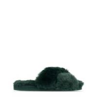 Linea Womens Faux Fur Crossover Slippers Slider Slip On