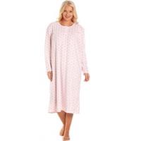 Camille Womens Sleeve Polka Dot Soft Fleece Nightdress Night Dress Lightweight - 10-12 Regular