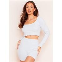 Missy Empire Womens Borg Scoop Neck Crop Top Short Sleeve - 12 Regular