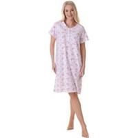 Camille Womens 1 Percent Cotton Luxury Porcelain Floral Short Sleeve Nightdress - 10-12 Regular