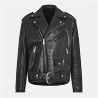 Off White Mens Lethr Biker Jacket Outerwear Long Sleeve Shearling - M Regular