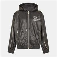 Off White Mens Leather Hooded Jacket Outerwear - 2XL Regular