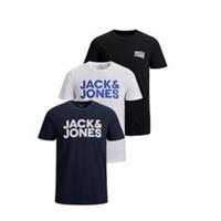 Jack & Jones Mens Logo 3 Pack T-shirt Short Sleeve Regular Fit Cotton - 2XL Regular
