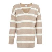 Miso Womens V Neck Loose Stripe Sweater Dress Long Sleeve Knitted V-neck - 10 Regular
