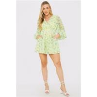In The Style Womens Wrap Playsuit Romper Jumpsuit Long Sleeve V-neck - 6 Regular