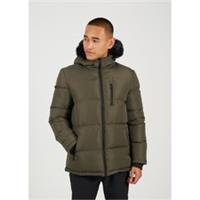 Brave Soul Mens Jacket Outerwear With Fur Trim Hood Long Sleeve Puffer - S Regular