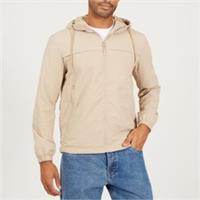 Brave Soul Mens Clasic Wind Runner Jacket Outerwear In Stone Long Sleeve Rain - S Regular