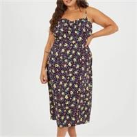 Brave Soul Womens Plus Size Strappy Floral Midi Dress With Split Detail - 20 Plus