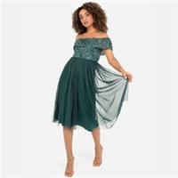 Maya Deluxe Womens De Bardot Midi Maxi Dress - 6 Regular