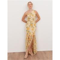 Anaya With Love Womens Recycled Yellow Floral Print One Shoulder Maxi Dress - 12 Regular