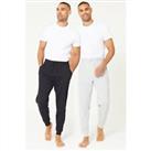 Studio Mens Grey Marl Pack of 2 Cuffed Lounge Trousers Bottoms Pants Fluffy - S Regular