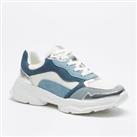 Studio Womens Sport Sole Blue Silver Trainers Sneakers Sports Shoes Low