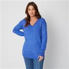 Be You Womens Trim Brushed V Neck Blue Jumper Sweater Pullover Top - 12-14 (M) Regular