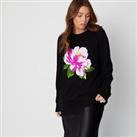 Be You Womens Flower Black Jumper Sweater Pullover Top - 12-14 (M) Regular