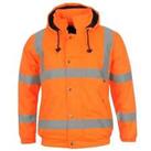 Dunlop Mens Hi Vis Bomber Jacket Workwear Coat Top Water Resistant Hooded Zip - Not specified Regula