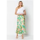 Be You Womens Bias Green Pink Tropics Maxi Skirt Midi Skirts - 10 Regular