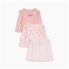 Hello World Kids Girl Pack of 3 Pink Long Sleeve T-Shirt Dress and Legging Sets - 3-6 Mnth Regular