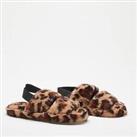 Be You Womens Faux Fur Sling Back Slippers Slider