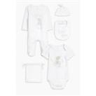 Be You Kids Unisex 5 Piece You And Me Set With Bag White Top and Legging Sets - 0-3 Mnth Regular