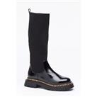 Be You Kids Tall Chain Detail Patent Rib Boot Over the Knee Boots