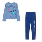 Character Kids Lilo and Stitch Long Sleeve T-Shirt Legging Set Blue Top Short - 4-5 Yrs Regular
